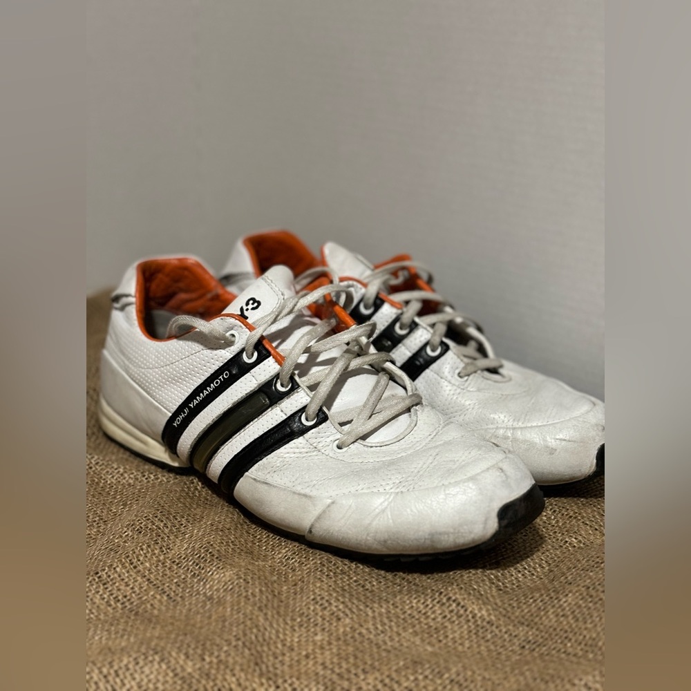 Y-3 Men's Sprint Run White/Black/Orange Sneaker - Size 10.5